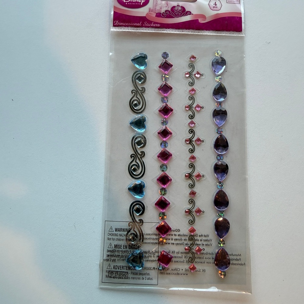 Disney Princess EK Success Dimensional Stickers Bracelet Jewels Gemstone 4pc